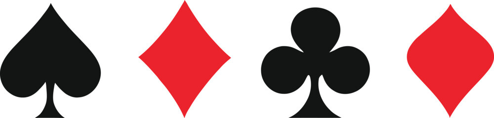 Obraz premium Classic Playing Card Suit Icons Featuring Spade, Diamond, Club in Minimalist Vector Design