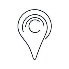 Minimalist location icon on white background, navigation symbol