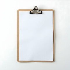 Blank Clipboard with White Paper on a White Background