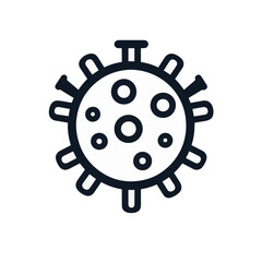 Obraz premium Minimalist black and white virus icon on white background, health concept