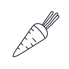 Obraz premium Minimalist black and white carrot icon on white background, simplicity