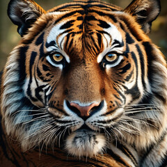 Studio Portrait of Majestic Tiger in Matte Painting Style for Wildlife Documentary