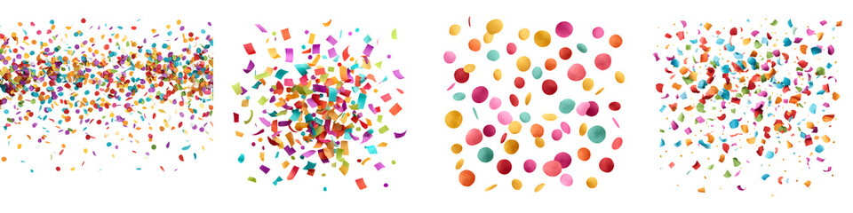 Colorful Confetti Explosion Set for Celebrations on White