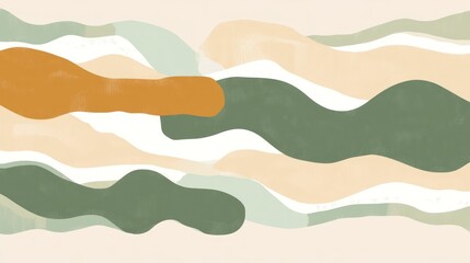 Abstract Earth Tones Landscape with Wavy Shapes and Textured Surface