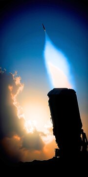 Missile Defense System Launch Photography with Vertical Launch Platform Military Missile Defense System Fire with Dramatic Exhaust Plume Professional Missile Defense System Operation Photography
