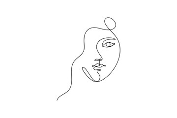 Minimalist female face outline in one line style vector illustration for modern artwork