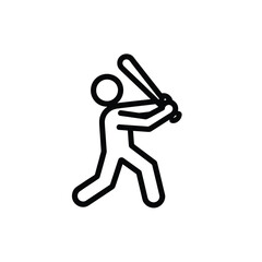 Baseball Player Swinging Bat Line Icon Graphic