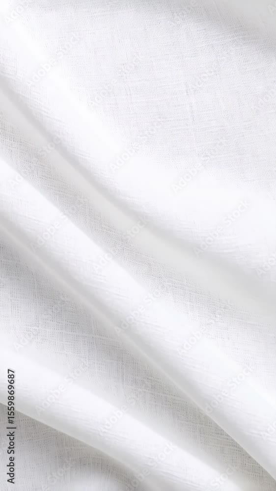 Aufkleber clean flowing white fabric with delicate woven pattern creating soft draped folds, ideal for textile