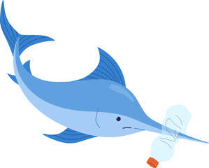 Swordfish with Plastic Bottle

