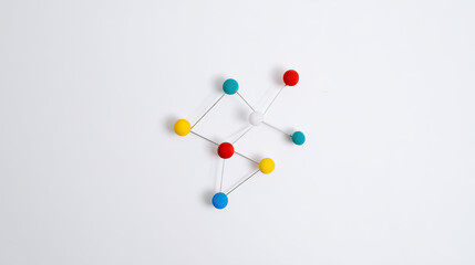 Abstract geometric network of colorful nodes and links, symbolizing innovation and connectivity in business.