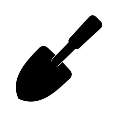 Small garden hand trowel for gardening flat vector icon