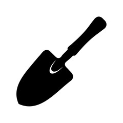Small garden hand trowel for gardening flat vector icon