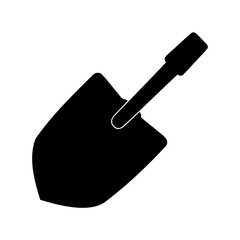 Small garden hand trowel for gardening flat vector icon