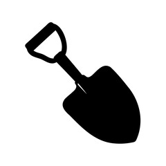 Small garden hand trowel for gardening flat vector icon