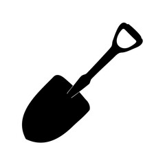 Small garden hand trowel for gardening flat vector icon
