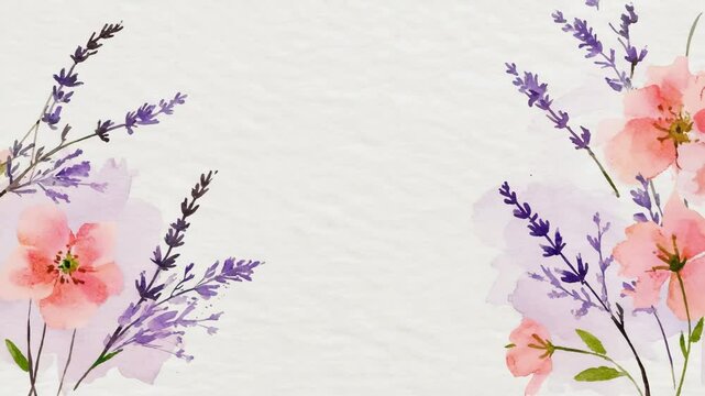 Lavender & Pink Floral Watercolor Frame Animation.