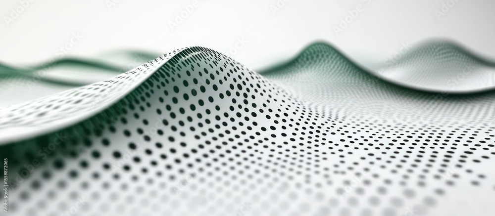 Poster undulating surface with repeating dot pattern creates a textured landscape