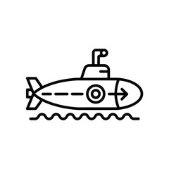 Simple Line Art Illustration of a Submarine