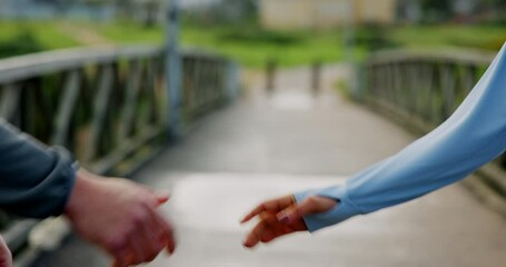 Fitness, friends and people with handshake, greeting or hello outdoor for wellness. Welcome, partnership and athlete together for meeting, team or introduction for personal trainer or runner club