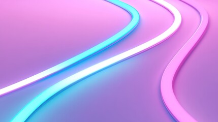 Vibrant Neon Curves: Abstract Light Art in Pink and Blue Hues