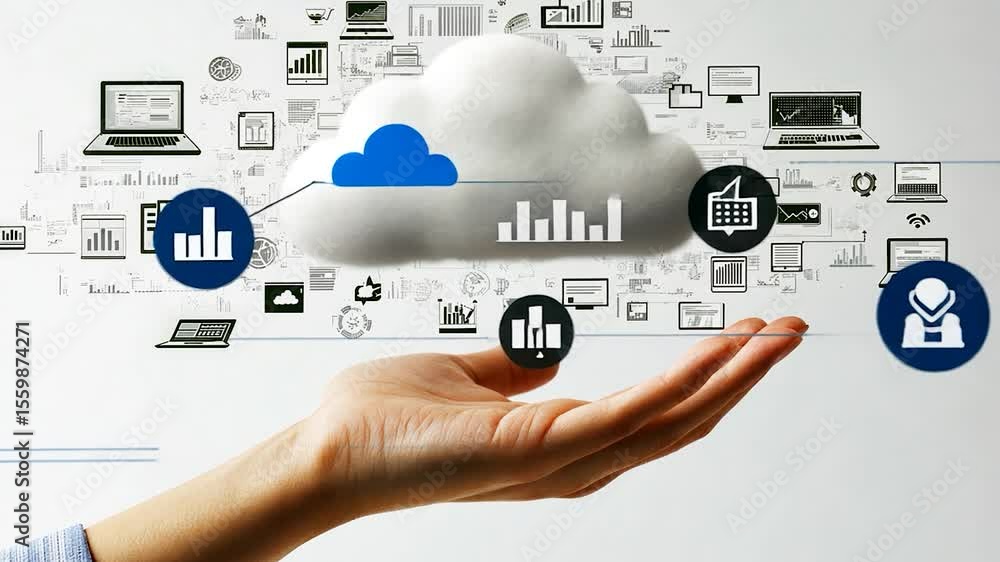 Poster hand holding a cloud computing concept