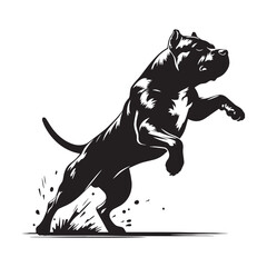 Obraz premium Featuring an authentic American Staffordshire Terrier canine digital black visual, representing breed - American Staffordshire Terrier silhouette - Amstaff Vector - Silhouette of Amstaff - dog vector 