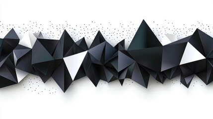 Abstract Geometric Black and White Composition with Polygons and Dots