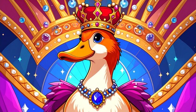 Curious duck in a crown displaying quirky personality at crown jewels exhibition event