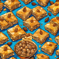Comic Book Style Baklava: A Whimsical Surface Model Illustration