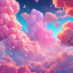 Dreamy Cotton Candy Sky Digital Painting in Motion Graphics Style