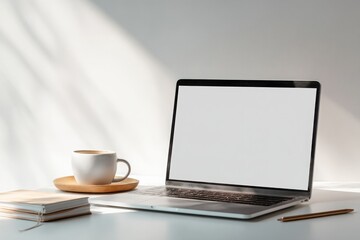 Fototapeta premium Laptop mockup with transparent screen for creative presentations and designs