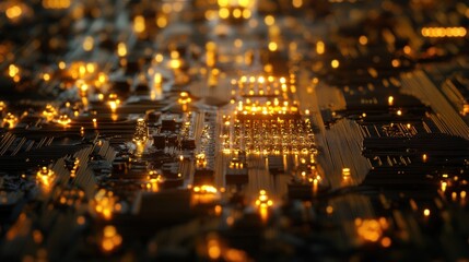 Obraz premium Abstract circuit board with glowing lights