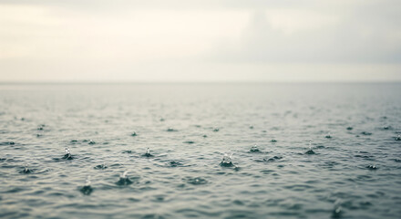 Obraz premium Close up view of rain falling on the surface of the ocean
