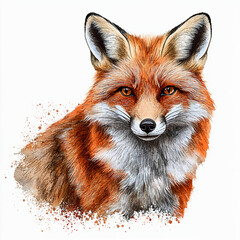 Fototapeta premium Fox Portrait Watercolor on White Background