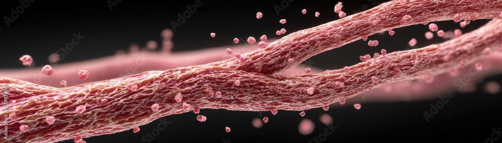 Poster plaque formation in artery damage and silent symptoms concept. close-up image of intricate biologica