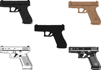 Set of Glock 19X pistols in two versions, a pistol with an anatomical grip and a modern trigger.