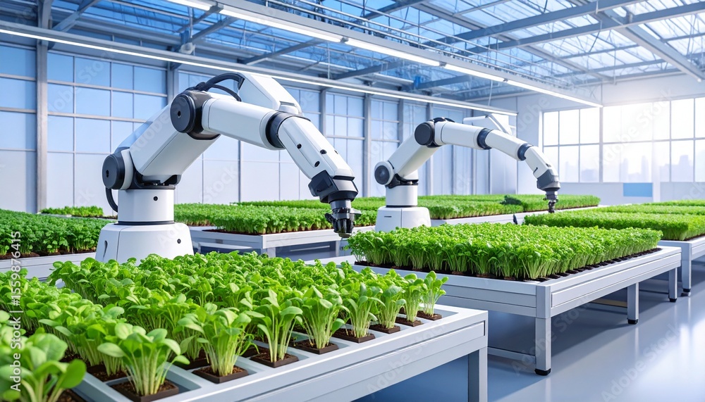 Poster advanced robot operating in greenhouse for high-value microgreens harvesting process