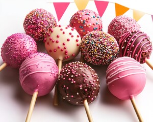 Colorful cake pops on sticks