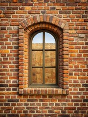 Window on rustic brick wall