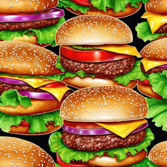 Wet-on-Dry Tapestry Art of a Delicious Hamburger