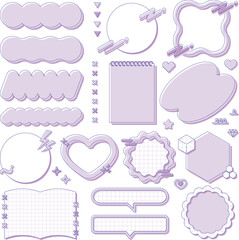 cute y2k frames set, decoration, fancy, pop, blank, pink, magenta / ゆるふわで可愛いy2kフレームセット 装飾 飾り枠 ファンシーポップ ピンク マゼンタ 文字なし