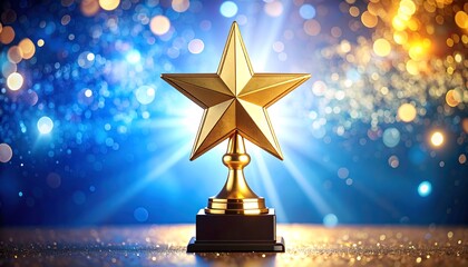 Golden Star Trophy with Festive Background.
