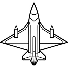 Top View Fighter Jet Line Art Vector
