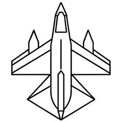 Top View Fighter Jet Line Art Vector