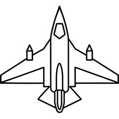 Top View Fighter Jet Line Art Vector