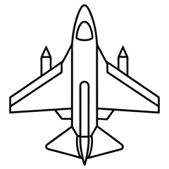 Top View Fighter Jet Line Art Vector