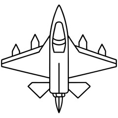 Top View Fighter Jet Line Art Vector