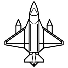 Top View Fighter Jet Line Art Vector