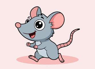 cute little rat with big eyes running and smiling happy