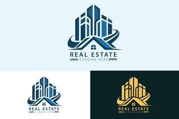 Real estate logo design with full branding business card, stumps, email signature, and social media kit